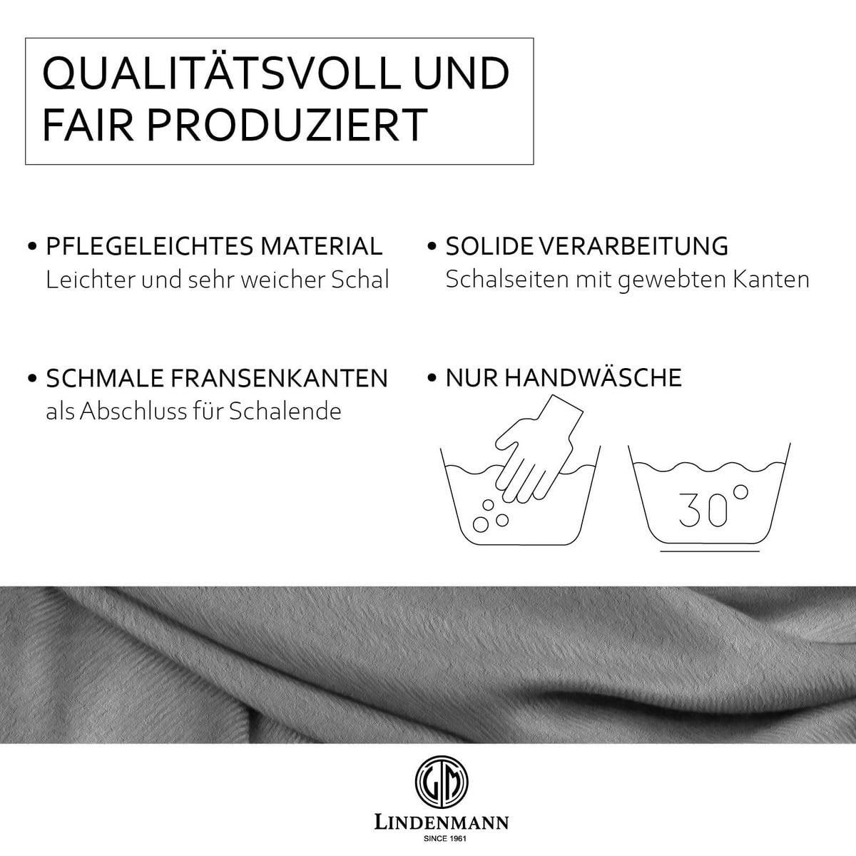 LINDENMANN Schal Herren blau-beige Herren-Schal dünn 55% Baumwolle 45% Viskose