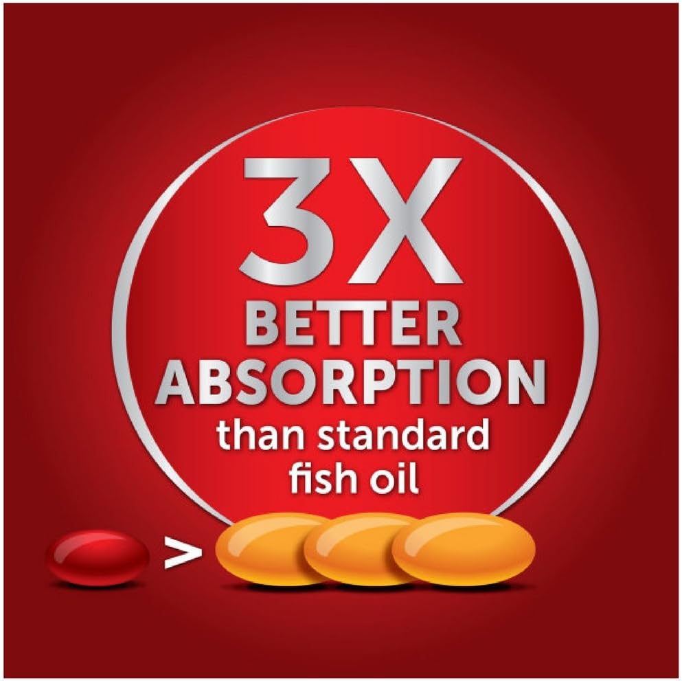 Omega-3 Fish Oil Supplement 800mg, MegaRed Advanced 6X Absorption Softgels (40 Count In A Box), Packaging May Vary