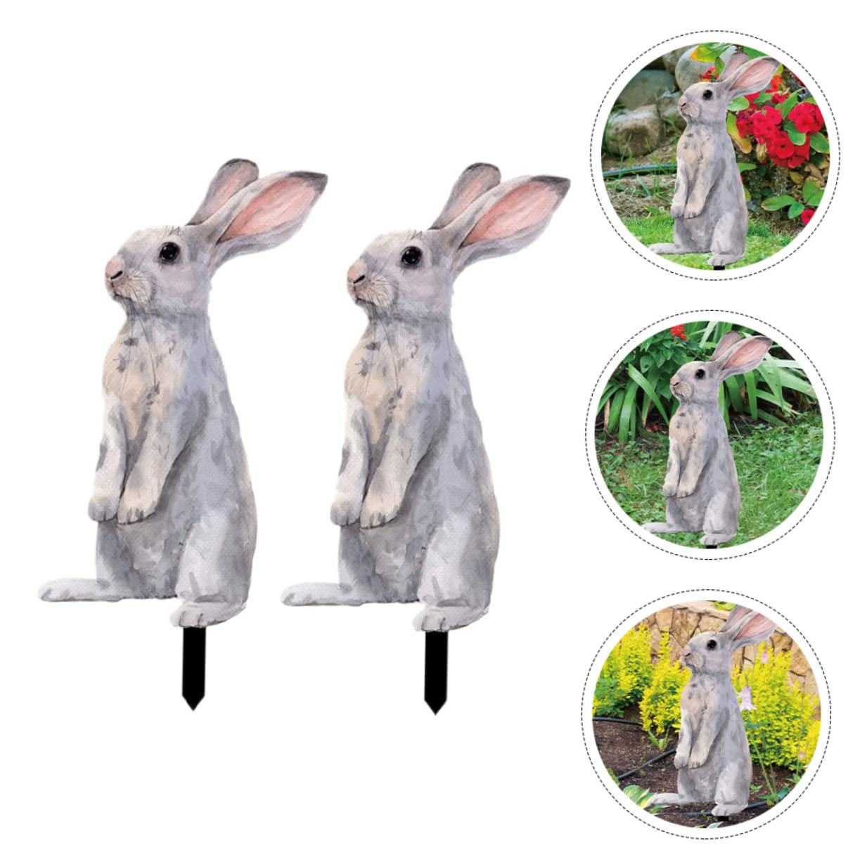 6 Decorazioni Pasquali Coniglietti Da Giardino - Segni Per Prato Con Cestino Di Uova, Per Esterno - Foto 4