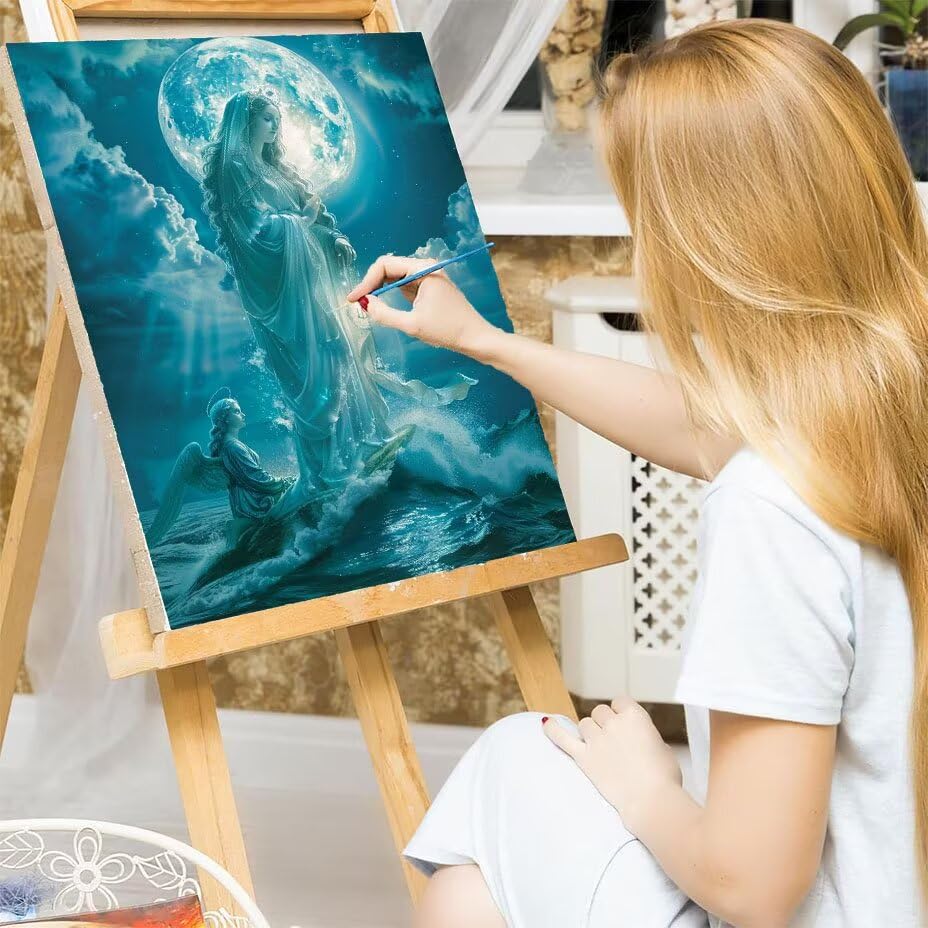 Manualidades pintura con números para decorar el salón con un lienzo de luna de 100x130cm 7