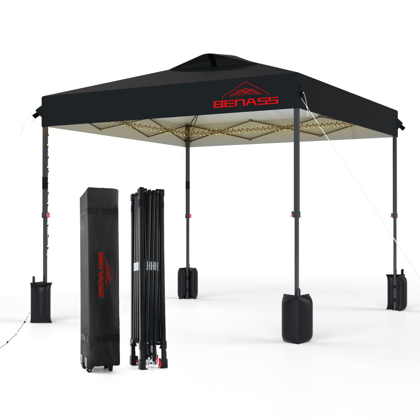 Benass 12x12 Pop Up Canopy Tent, Black