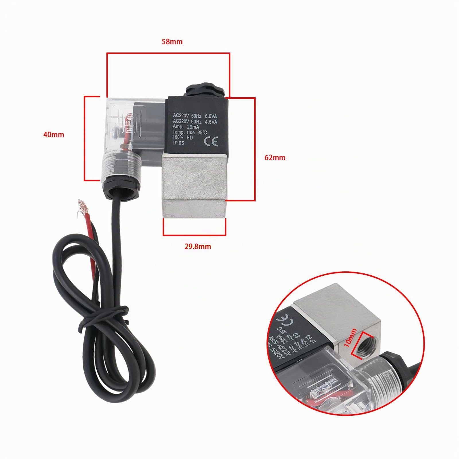 Lot de 2 électrovannes électriques pneumatiques pour compresseur d'air 220 V avec lumière