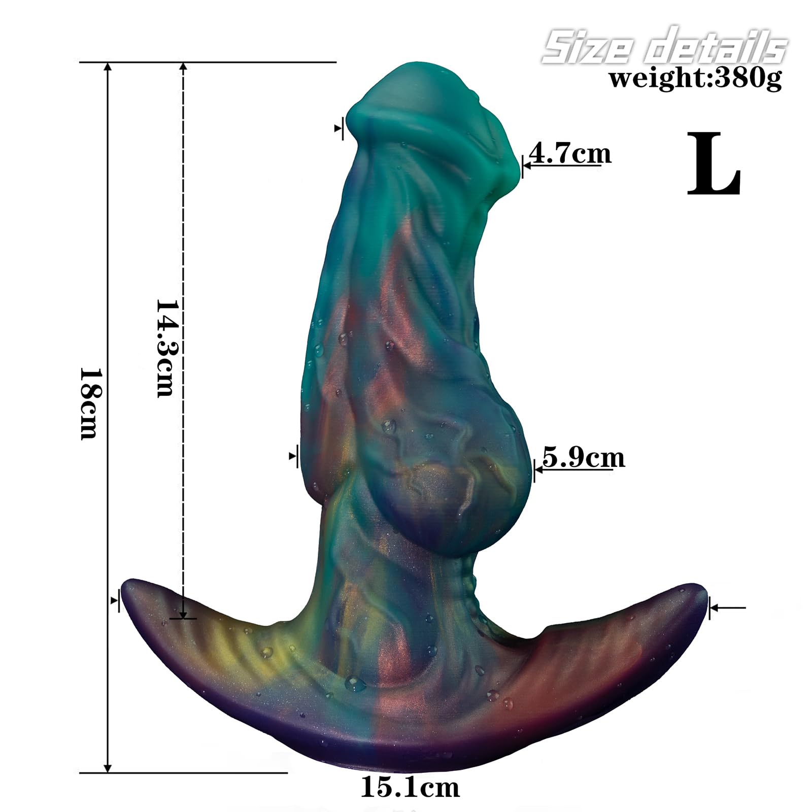 AMAZBEE Consolador gigante para masaje prostático Consoladores anales de silicona con nudos Dilatador anal portátil con base en T Juguete sexual para adultos (L)