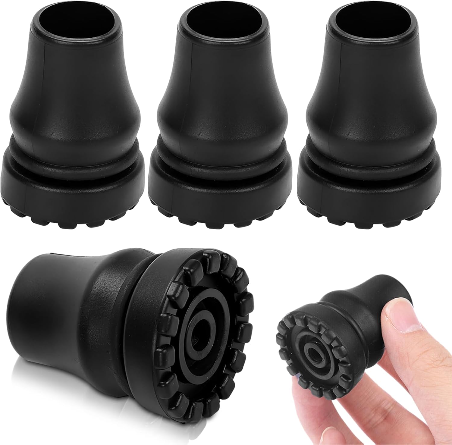 Cane Tips, 4 Pcs 3/4 Inch Non Slip Cane Tips, Rubber Crutch Tips for