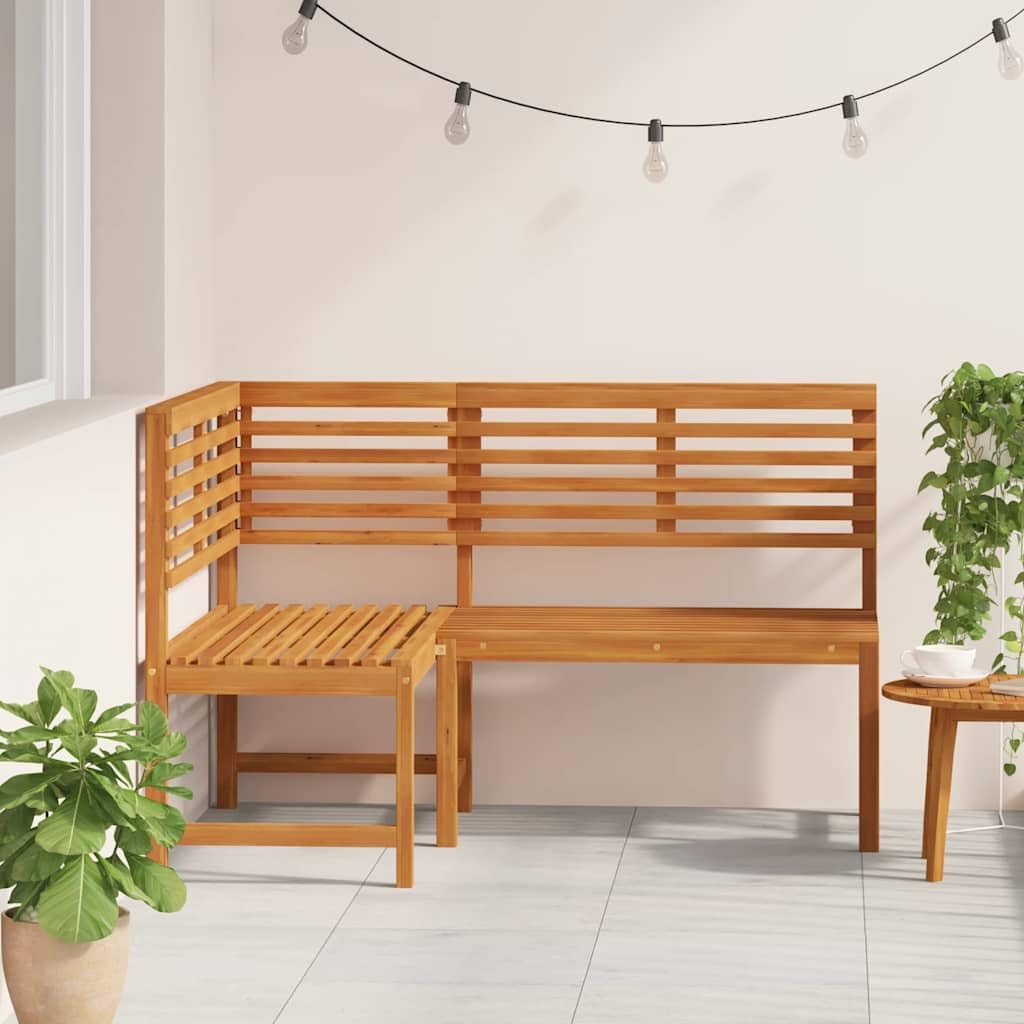 Garten-Eckbank 140 cm Massivholz Akazie Geölt - Rustikale Gartenbank für Balkon und Terrasse - L-Form Holzbank Sitzbank Outdoor Naturholz - 140 x 100 x 91 cm