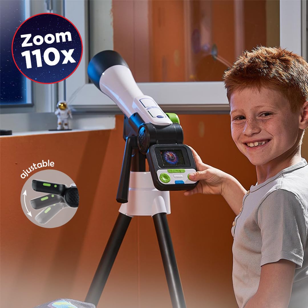 VTech - Telescopio Multimedia Aventuras espaciales, Telescopio Interactivo con Pantalla a Color, +200 Fotos y vídeos de la NASA, Juguete científico niños +7 años, Contenido en Español