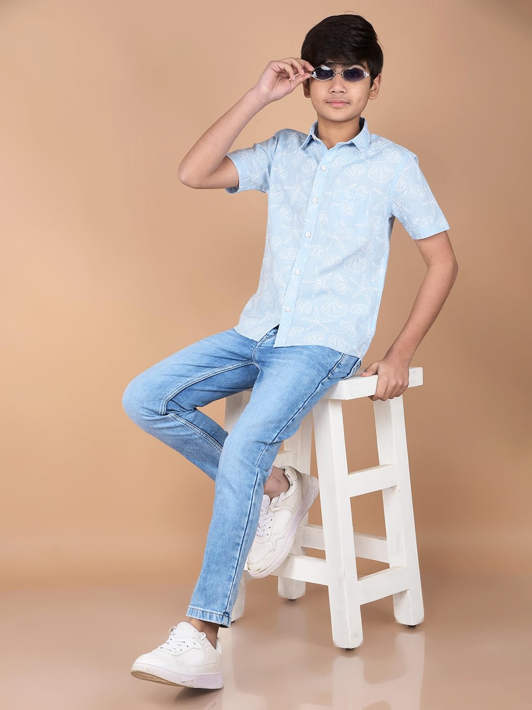 Crimsoune Club Boy's Blue Printed Shirt (13-14Y) 3