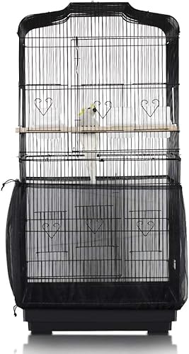 ASOCEA Bird Cage Seed Catcher Adjustable Bird Cage Cover Soft Nylon Mesh Skirt Parrot Birdcage Net for Parakeet Macaw African