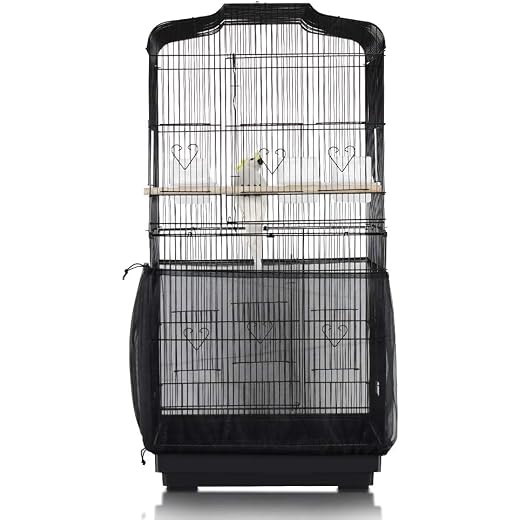 ASOCEA - Copertura raccogli semi per gabbia per uccelli universale, in nylon, extra large, colore nero (gabbia per uccelli non inclusa)
