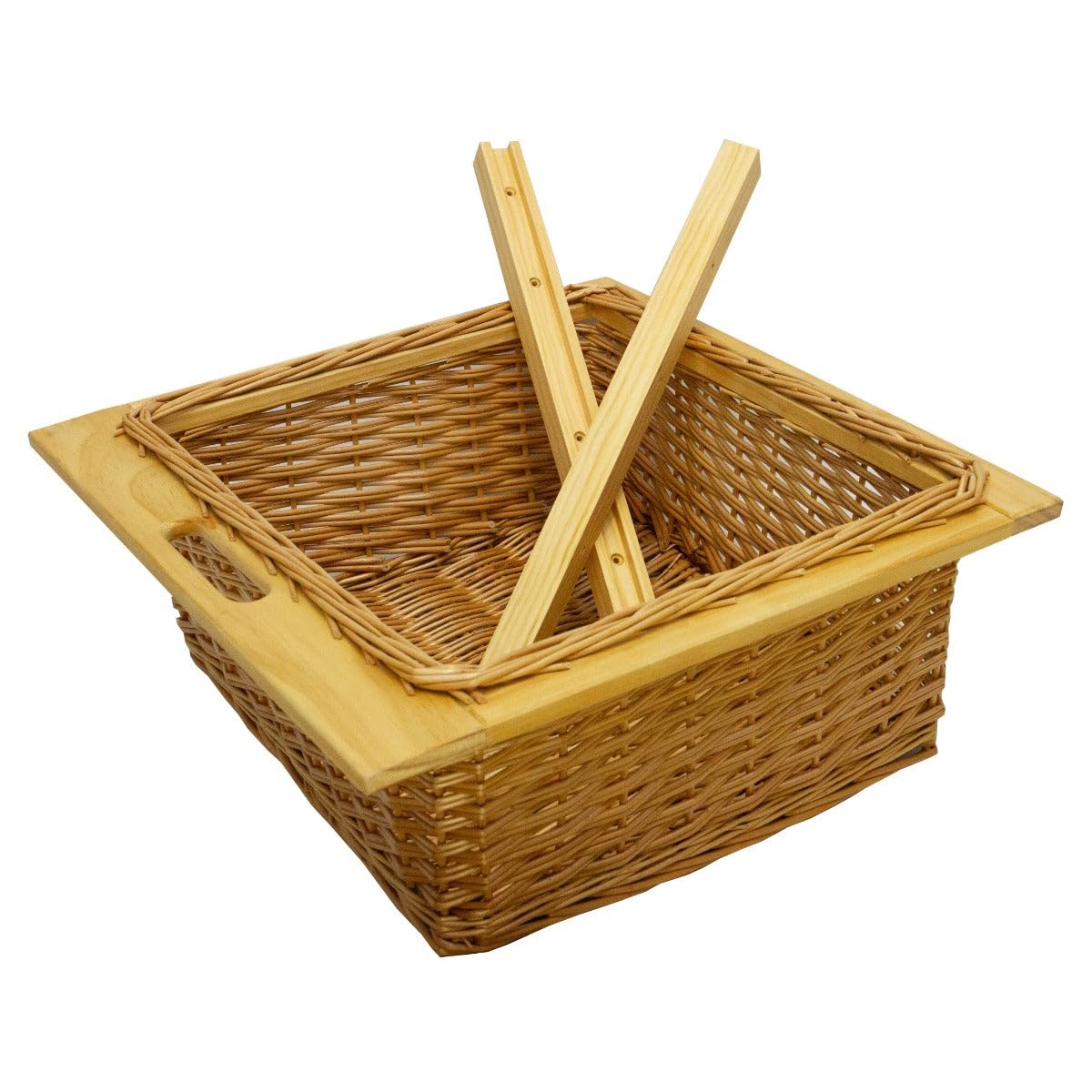Cestas de Mimbre y Pino para Cocina – Set de 3 – Compatible con Gabinetes de 60cm -con Corredores de Madera de Pino – Diseño Rústico y Duradero – Soporta 10kg por Cesta – Kit de Fijación Incluido