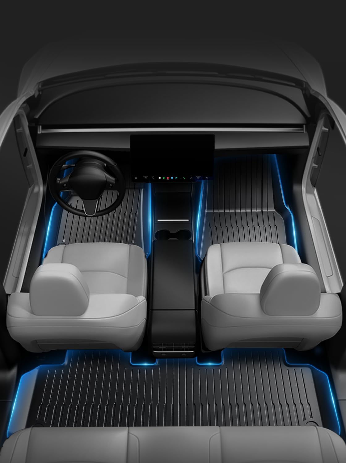 Alfombrillas de Coche para Tesla Model Y (5 Plazas el Volante Izquierdo) 2021 2022 2023 2024, Alfombras Delanteras TPE Tesla Modelo Y Antideslizante e Impermeable, Fáciles de Limpiar, Negra