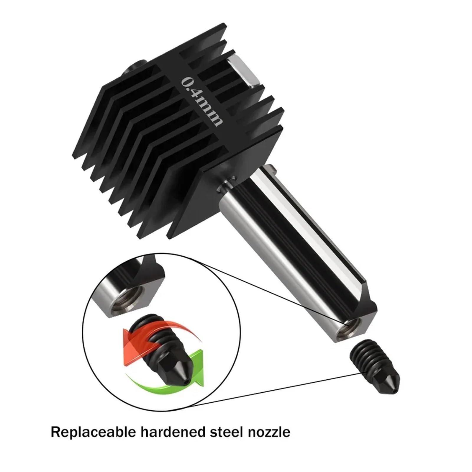 For a1 mini Hotend Kit 0,2,4,6,8mm Düse Gehärtetem stahl for A1 Düsen Montage Hot end 3D drucker(10 (PCS) Nozzle,0.4mm)