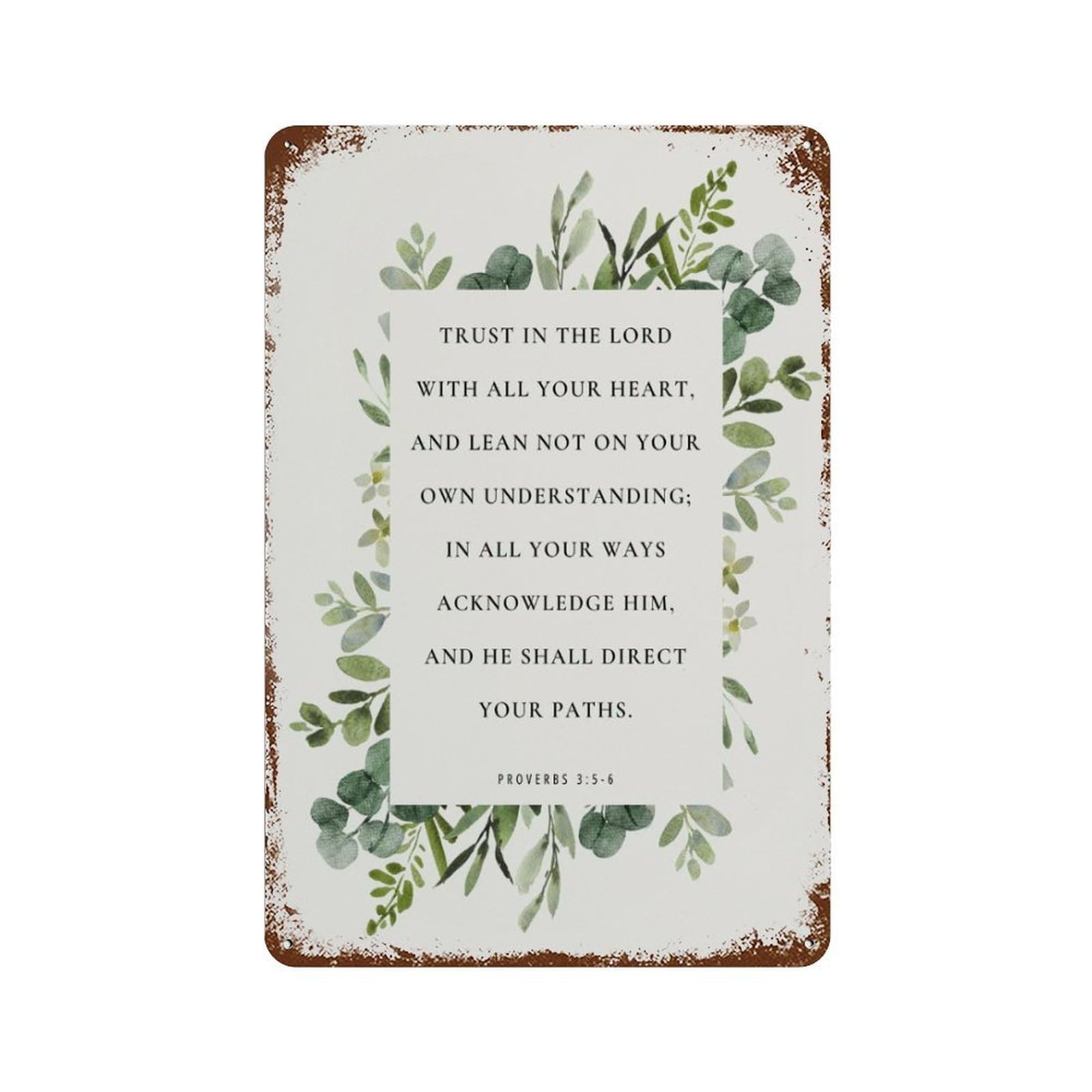 xiaoxiaoshen Botanical Scripture Proverbs 3 5-6 Wall Decor Art Metal Tin Poster Modern Home Decor Art Home Bar Shop Decorations Vintage Sign 30x20cm