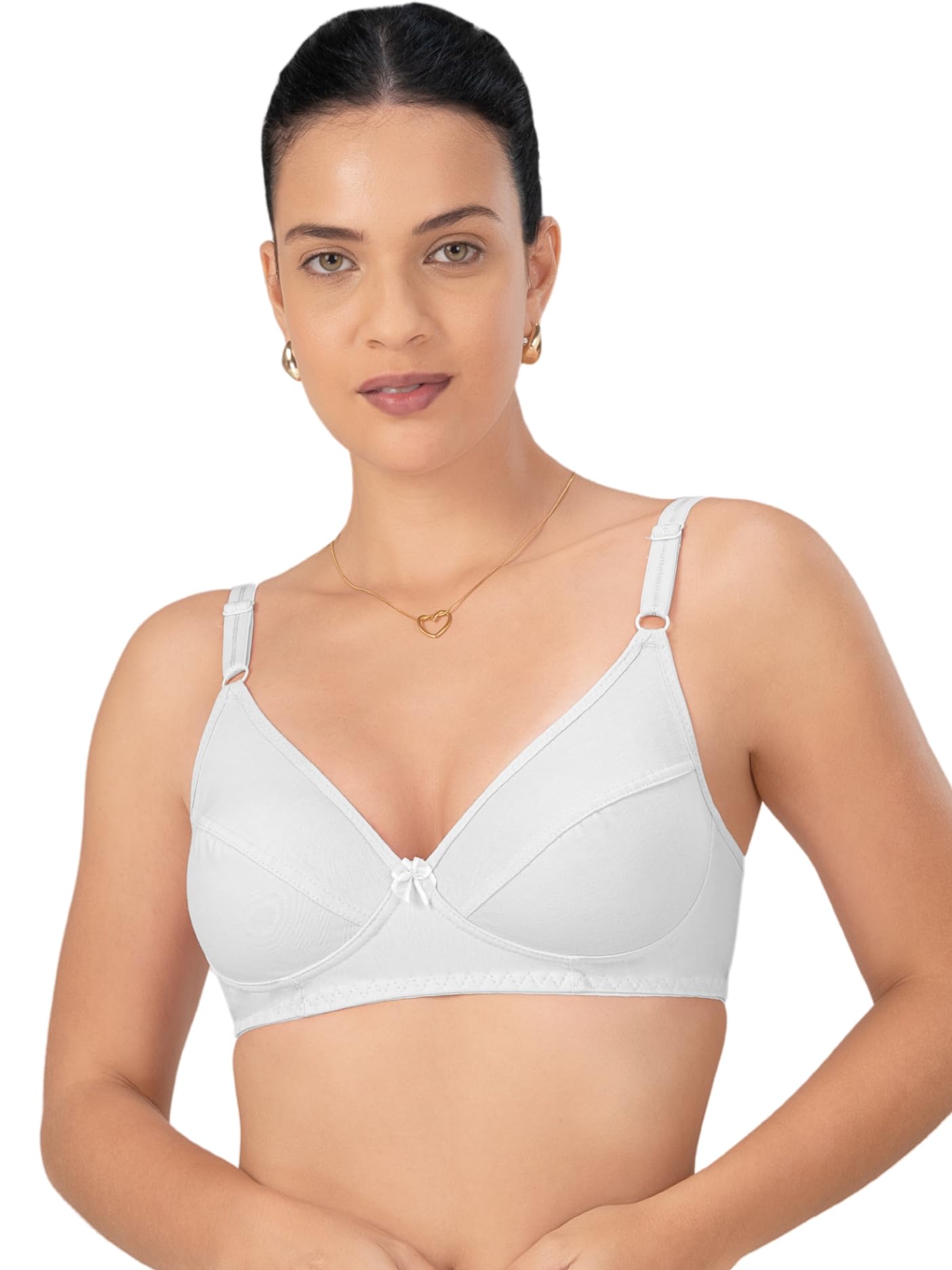 lovable Women's Cotton Seamed V-Neck Non-Padded Wirefree with Adjustable Straps Full Coverage Casual Bridal/Saree Bra - L1797-picture-12