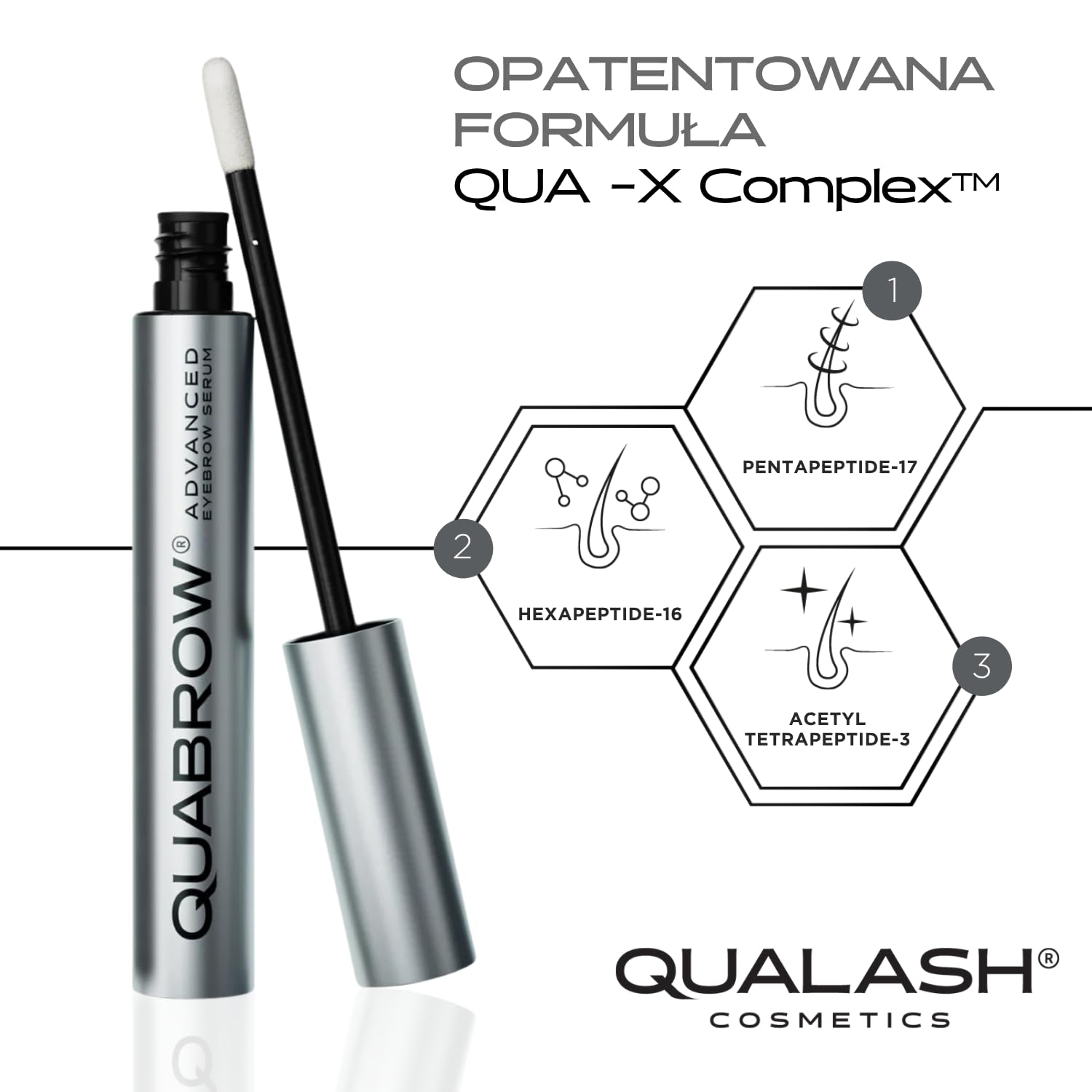 QUABROW® - Serum do brwi na porost i zagęszczenie – Serum do brwi z kompleksem QUA-X® – 3,5 ml Brow Booster
