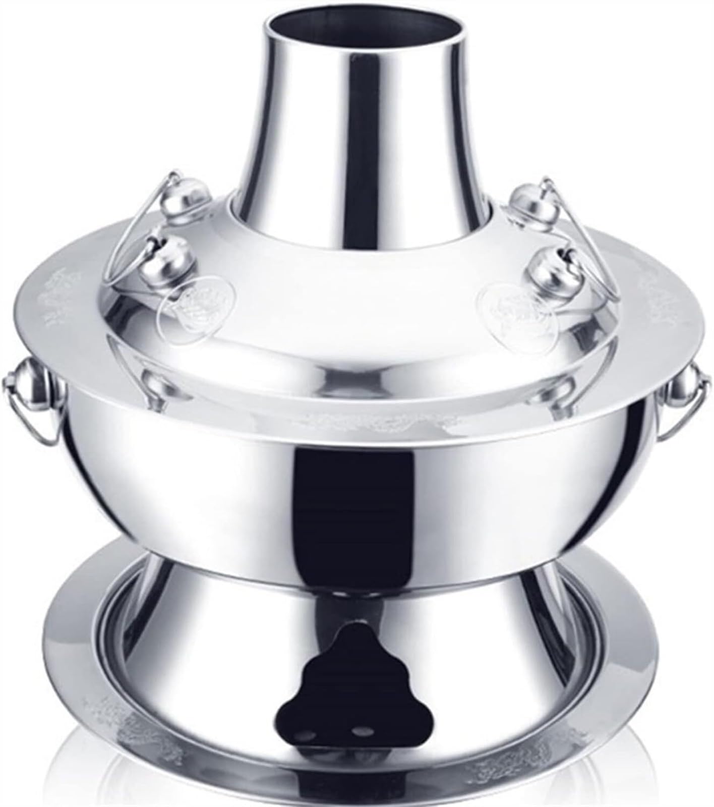 DGSYUAN Chinese Hot Pot Chinese Hot Pot Stainless Steel Outdoor Cookware Stove Shabu Pot Charcoal Soup Pot For Home Cookware Hot Pot(Silver,36cm)