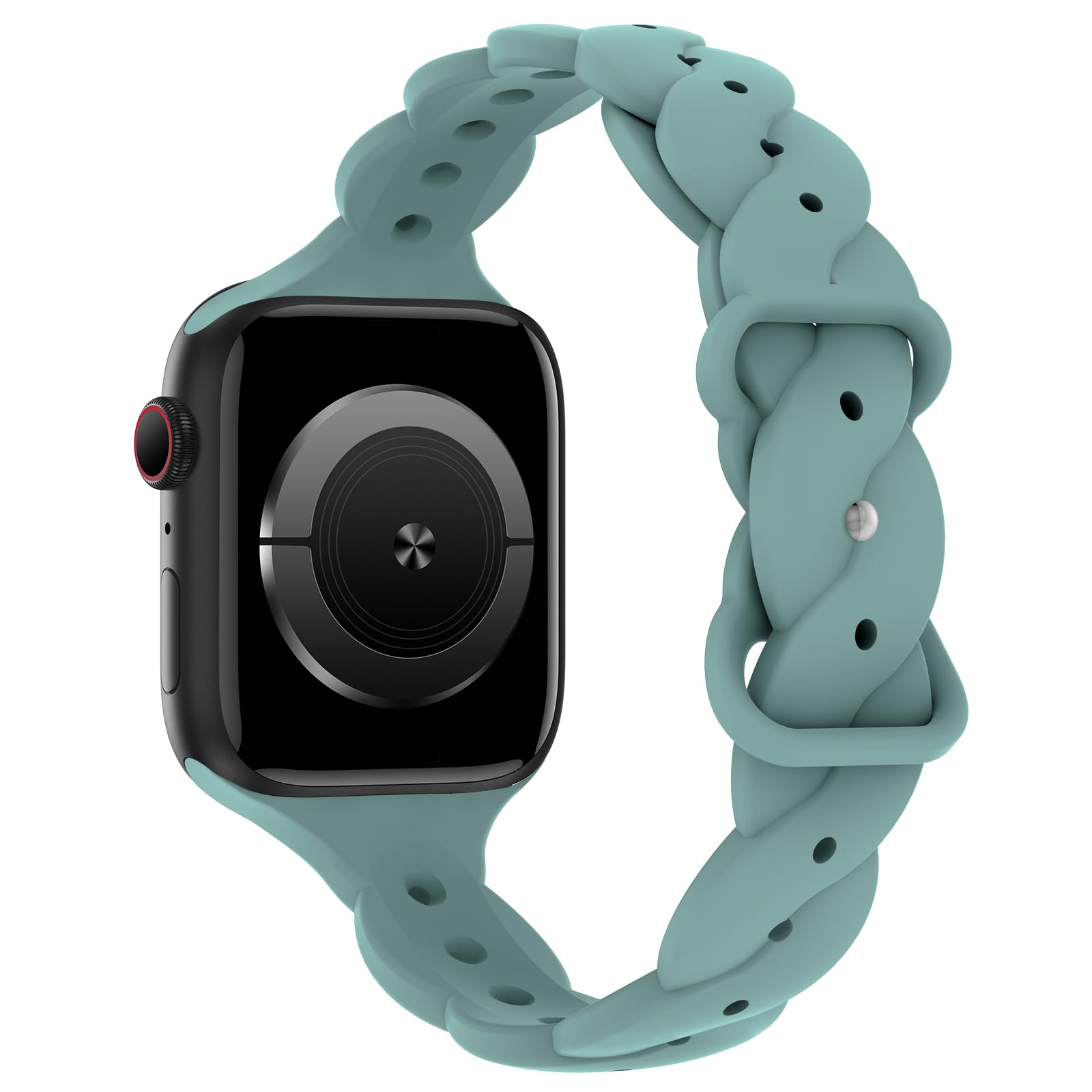 Silicone Braided Band Compatible with Apple Watch 38mm 40mm 41mm 42mm 44mm 45mm 46mm 49mm Women, Slim Thin Replacement Sport Strap for iWatch Series