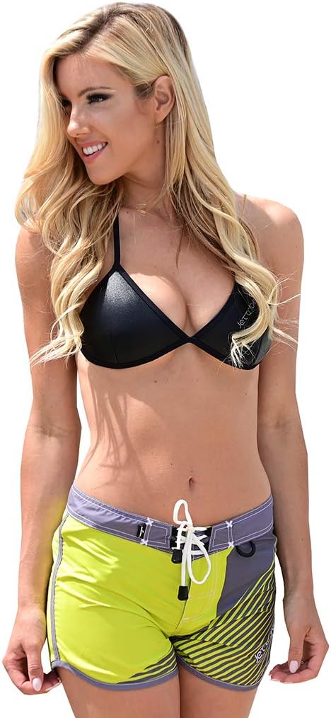 Jettribe Womens Junior Fit Board Shorts | Key Lanyard D-Ring | Quick Dry Swimwear Hyper Series