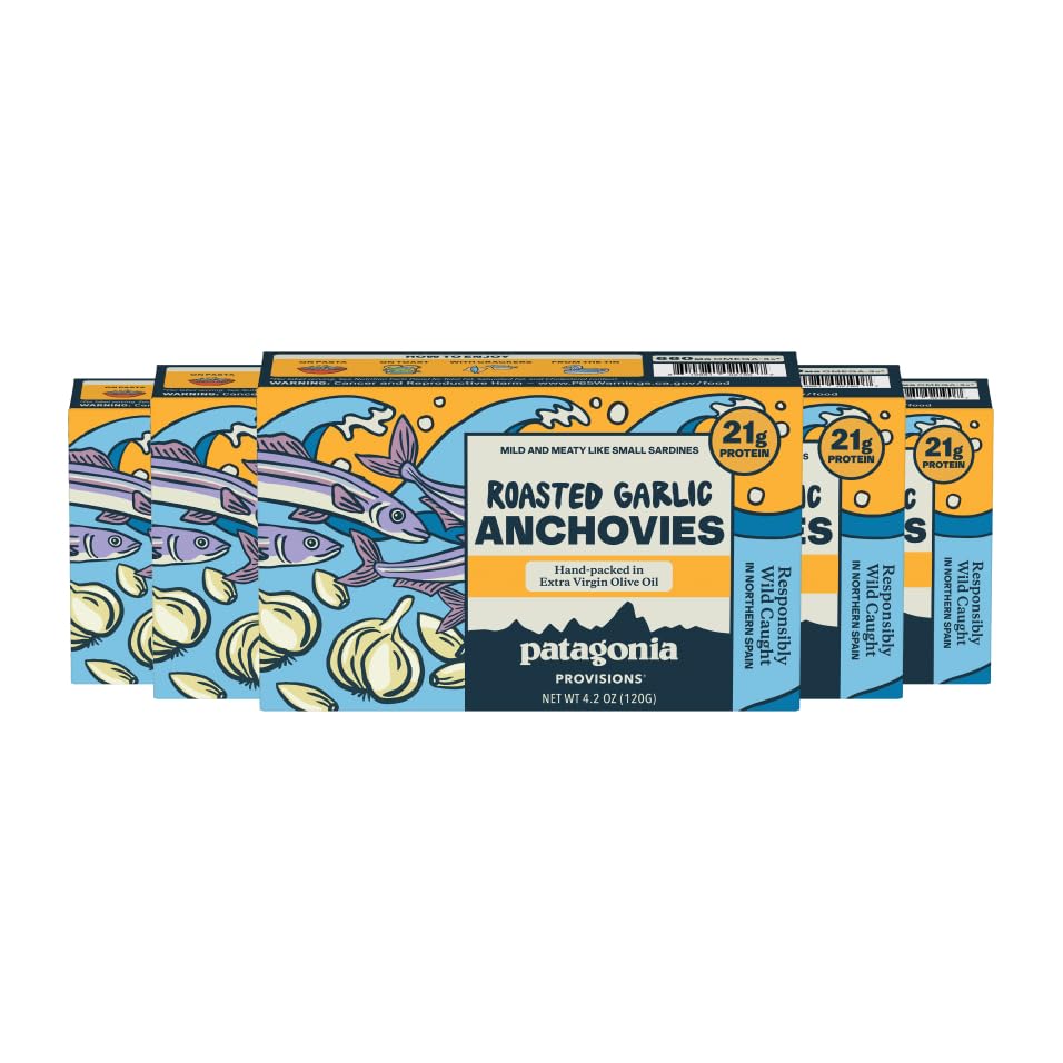  Provisions Roasted Garlic White Anchovies | Responsibly Sourced in Spain | 21g Protein & Gluten Free | 4.2 Oz (Pack of 5)