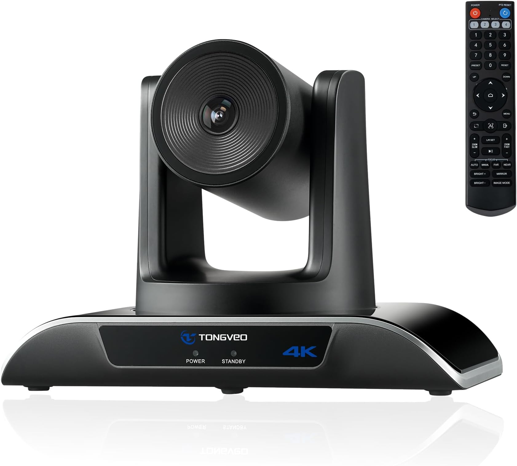 TONGVEO 4K PTZ Camera with AI-Powered Auto-Tracking 5X Digital Zoom USB 3.0 120-Degree Wide-Angle PTZ Webcam for Video Conference YouTube/Teams/Zoom Meeting Live Streaming