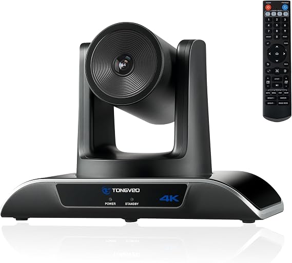TONGVEO 4K PTZ Camera with AI-Powered Auto-Tracking & Gesture Control 5X Digital Zoom USB 3.0 120-Degree Wide-Angle PTZ Webcam for Video Conference YouTube/Teams/Zoom Meeting Live Streaming