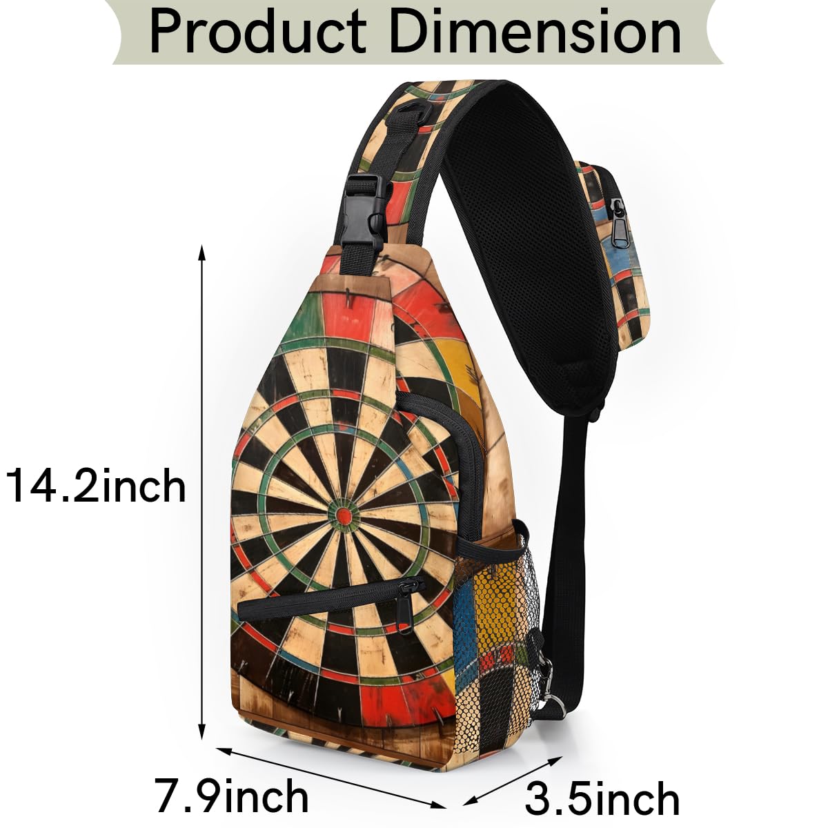 TropicalLife Dart Board Printed Sling Backpack Women Men Crossbody Sling Bag Small Shoulder Chest Bag Daypack Fanny Pack for Travel Hiking Sport