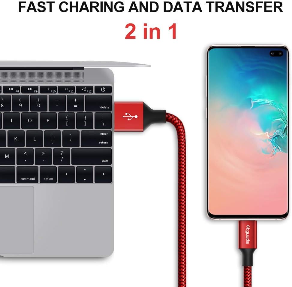 Long USB C Cable [12ft, 2-Pack], etguuds Fast Charging USB A to Type C Charger Cable Braided for Samsung Galaxy S22 S21 S20 Ultra 5G S10 S10E S9 Note 20 10 9, A10e A20 A33 A32 A50 A70, LG, Moto, Pixel : Electronics