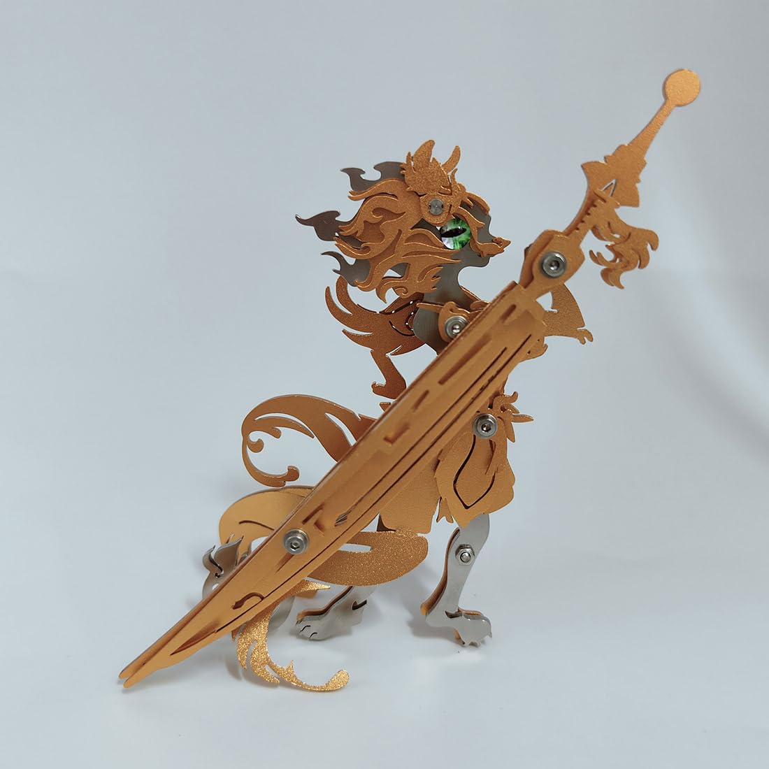 Set di puzzle in metallo 3D, 76 pezzi, modello gatto in metallo, taglio laser 3D, modello Steampunk, per adulti da collezione con attrezzi (argento)