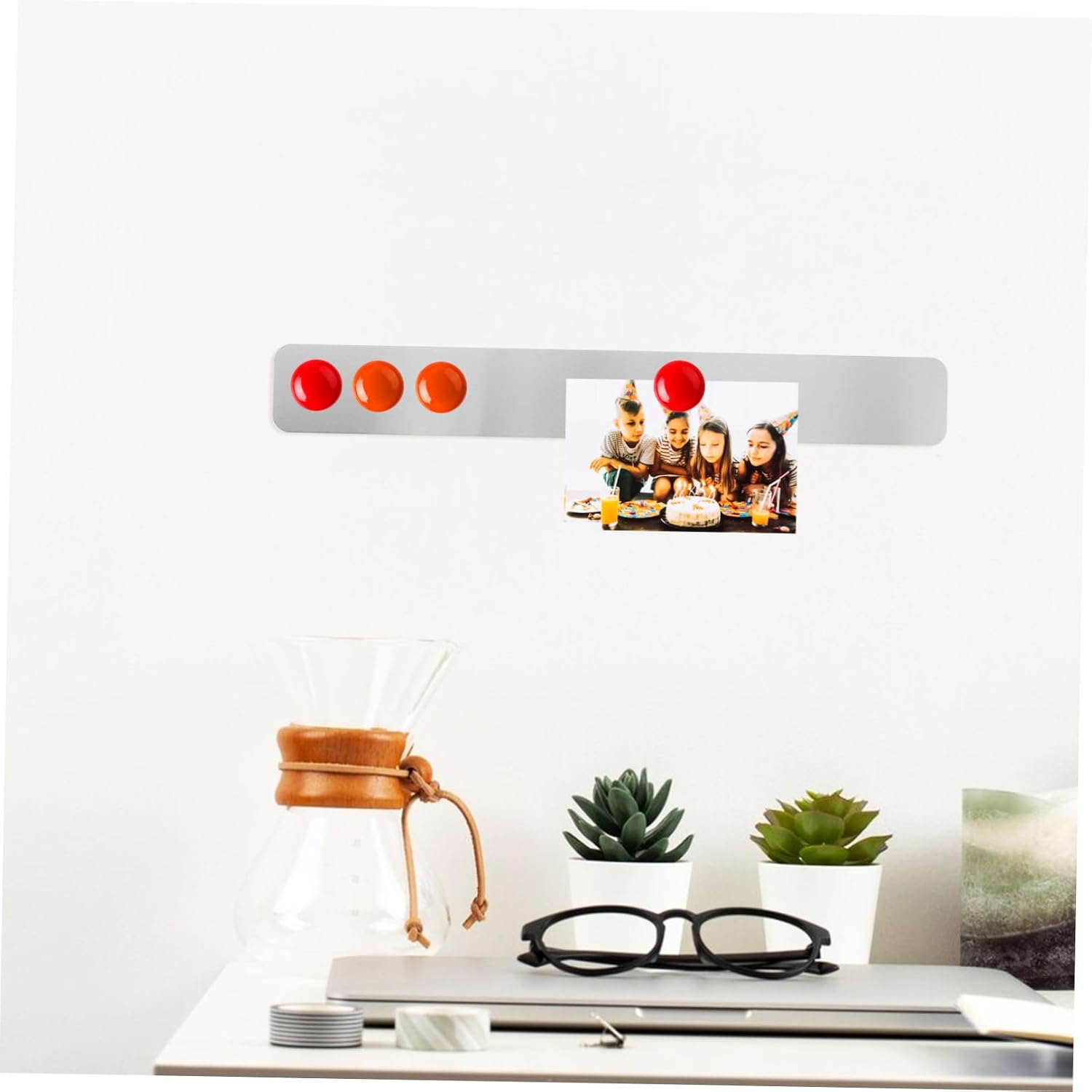 Gadpiparty 4pcs Bulletin Board Strips with Adhesive Backing Photo Display Plates for Wall Decor for Home Office School and Cafe Use