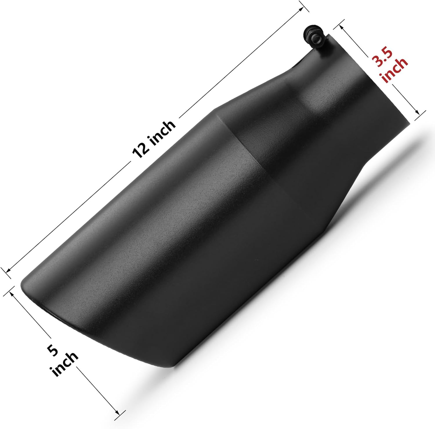 Exhaust Tip 3.5" Inlet 5" Outlet 12" Long, High Performance Stainless Steel, Peel-Resistant Black Powder Coated, Rolled Angle Cut, Bolt-On Diesel Tail Pipe, Universal for Car Truck