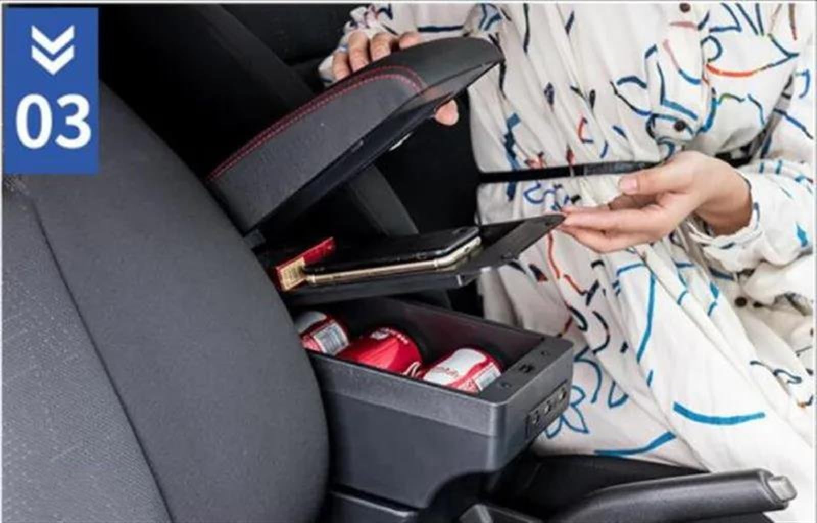 Scatola Bracciolo Con Supporto Multifunzionale Cuscino In PU Accessori Per La Modifica Degli Interni Dell'auto Per Terrano 3 2012-2018 Consolle centrale(B2 white line 3USB)