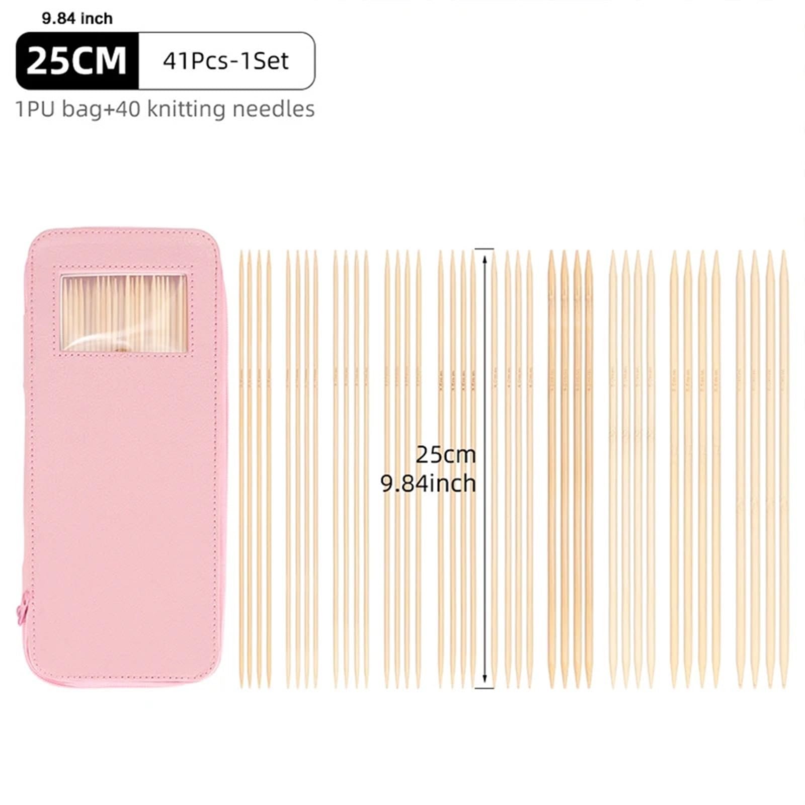 Igły tkackie, igły dziewiarskie 40 szt./zestaw Zestaw igieł dziewiarskich z podwójnymi końcami w 10 rozmiarach od 2,5 mm do 6,0 mm do projektów tkackich (35 cm-40 szt.)(25CM 40PCS)