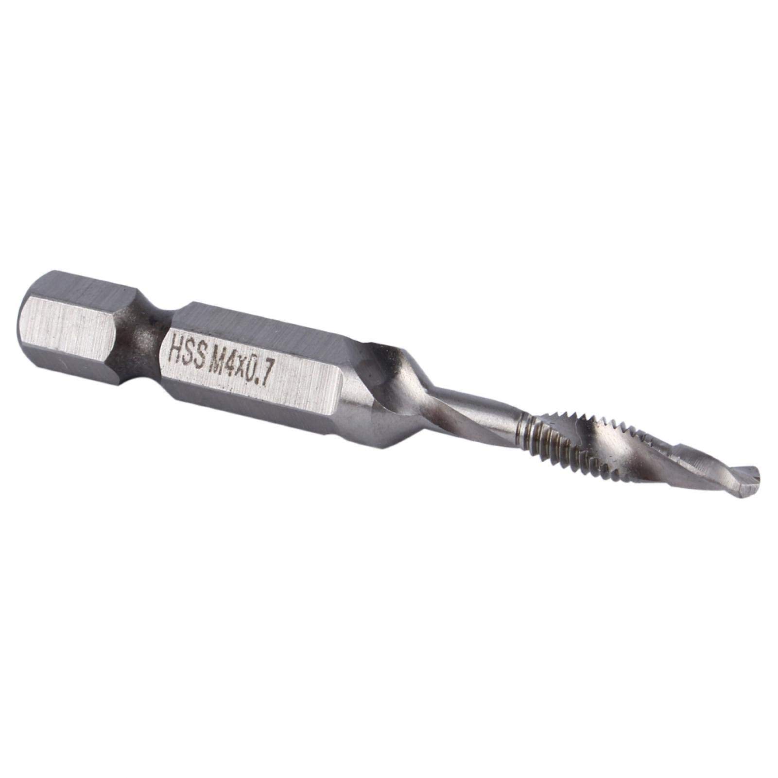 Punta Trapano M4 HSS, Punte Trapano con Codolo Esagonale 1/4 "HSS, Punte Trapano con Filettatura A Punta Utensili Manuali per Foratura del Legno, Metallo Morbido, Alluminio, Ferro