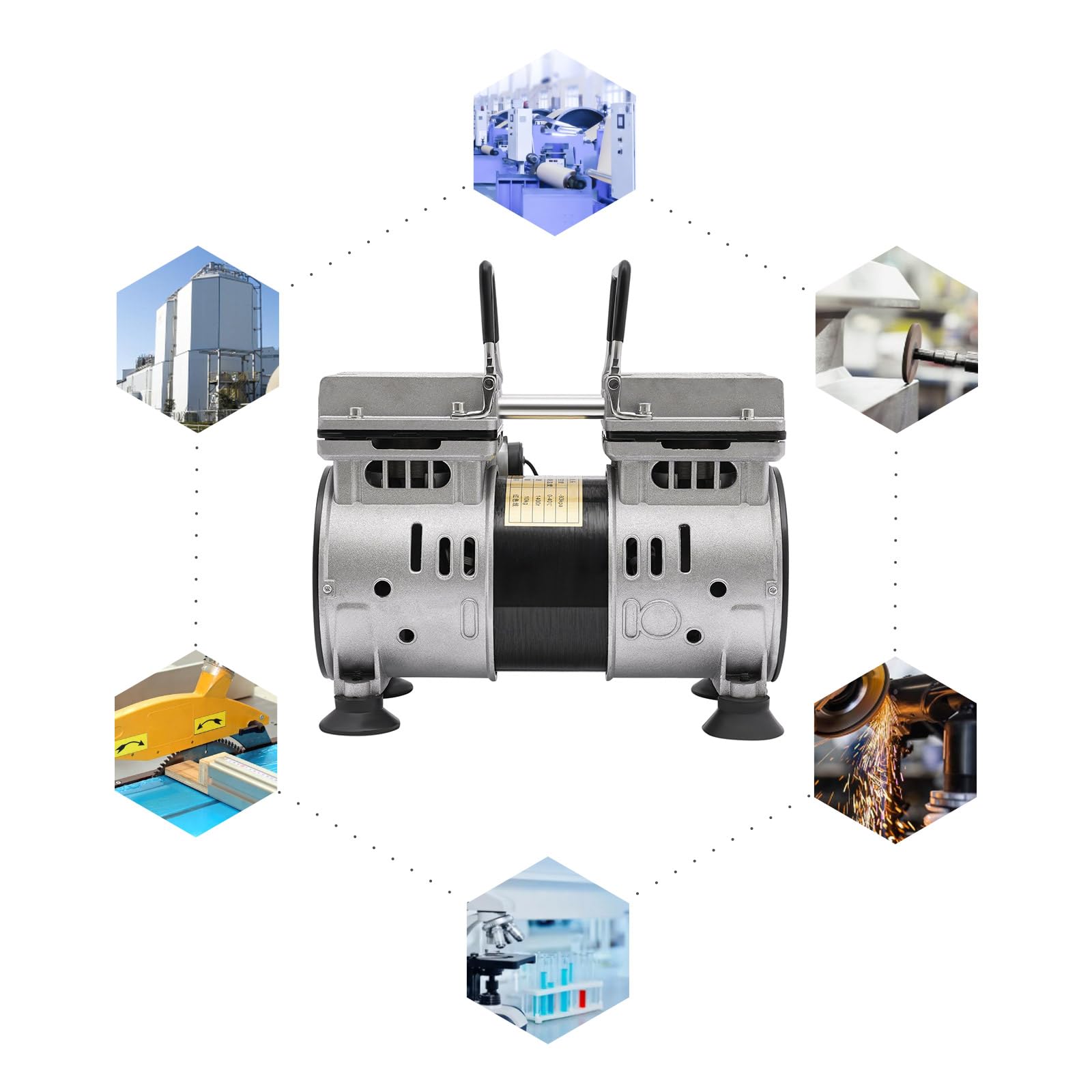 Ölfrei Unterdruckpumpe Vakuum Vakuumpumpe Industrie Labor Vakuum Pumpe für Vakuumformen Kunststoffe hydraulische Pressen Silber 550W