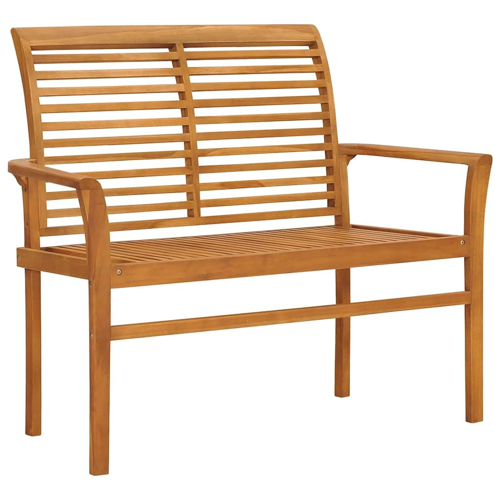 Panca da Giardino 2 Posti in Legno Massello di Teak con Cuscino | Sedile elegante per patio e terrazzo, con comodo cuscino grigio per arredare con stile i tuoi spazi all'aperto.