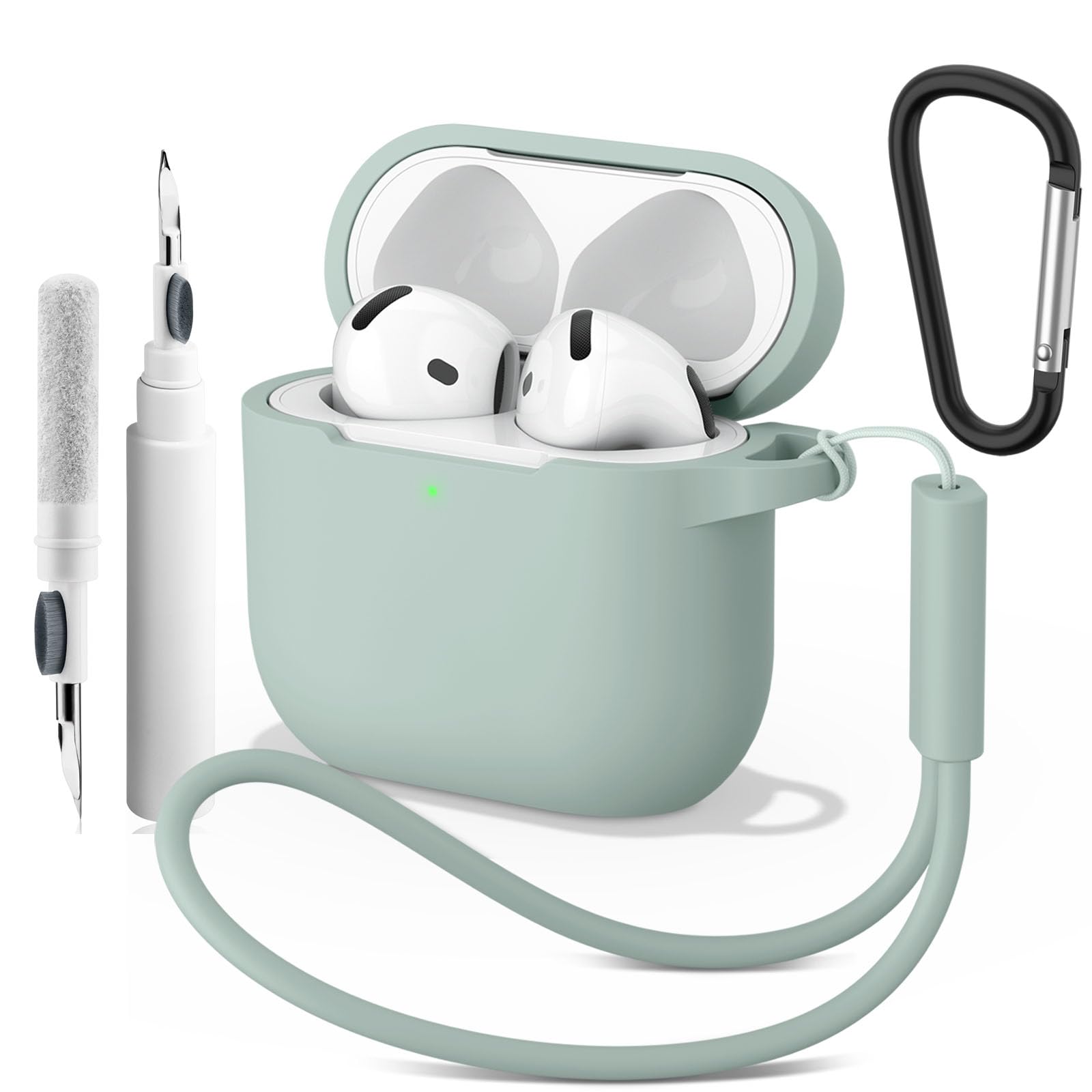 Case for AirPods 4 (2024), Wireless Charging, Powerful Drop Protection, Tough Magnetic Cover with Cleaning Pen for Apple AirPods 4th Generation- Cyan-image-15