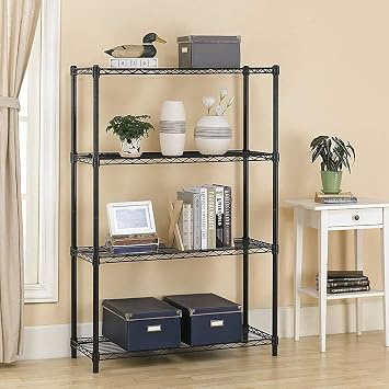 BestOffice 4 Tier Shelving Unit NSF Wire Shelf Metal Large Storage Shelves Heavy Duty Height Adjustable Commercial Grade Steel Utility Layer Shelf Rack Organizer 450kg Capacity