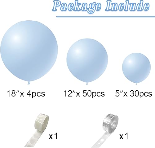 Vista 100 de Juego de 84 globos rosa claro, guirnalda de arco de 5 pulgadas + 12 pulgadas + 18 pulgadas, globos de color rosa pastel, globos de feliz cumpleaños