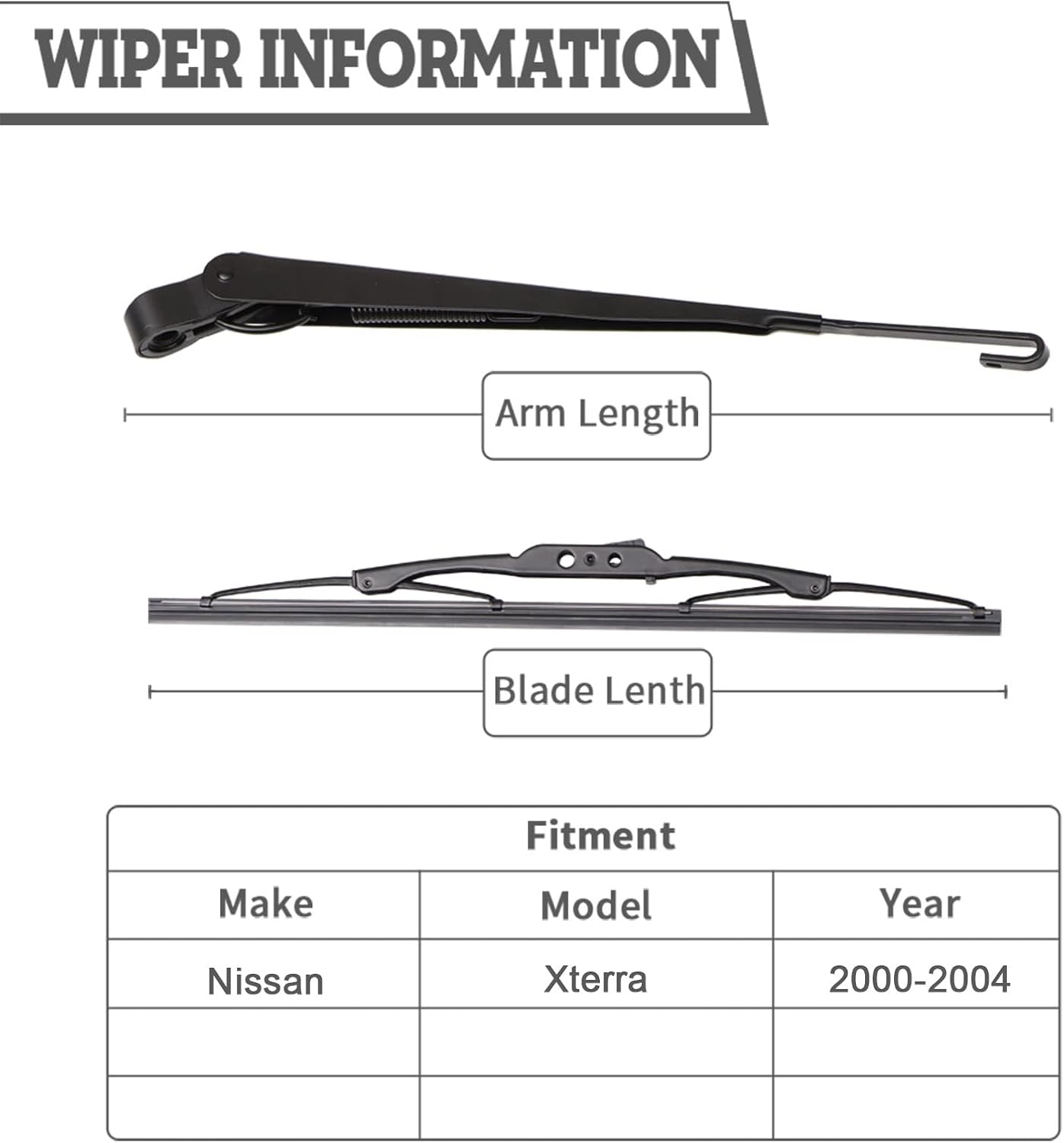 Rear Wiper Arm Blade Nut Set Replacement for Nissan Xterra 2000-2004 Rear Wiper Arm Blade Nut Set,Back Windshield Assembly with Window Cap Cover Accessories,OE: