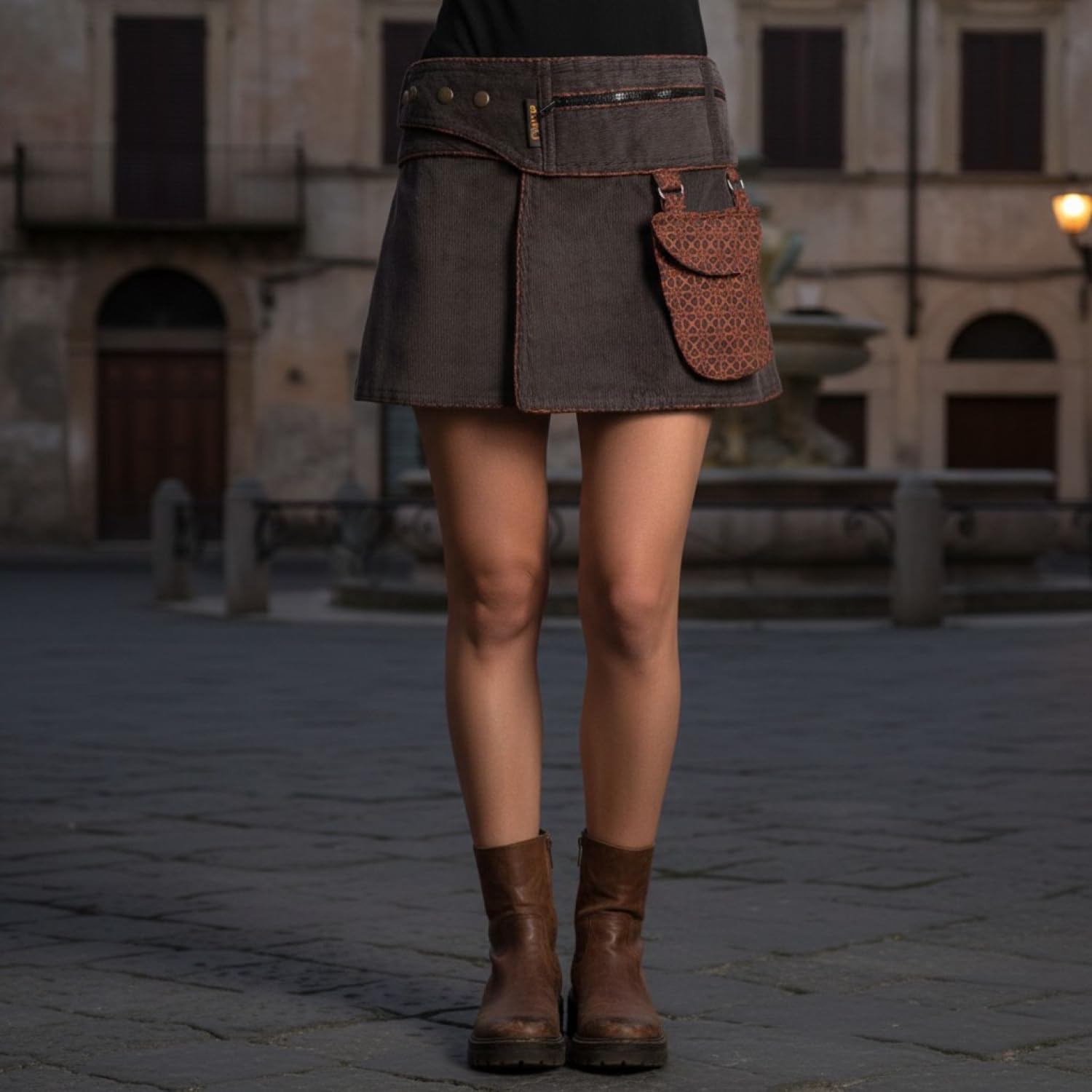 GURU SHOP Wickelrock, Cord Minirock, Cacheur, Sidebag, Damen