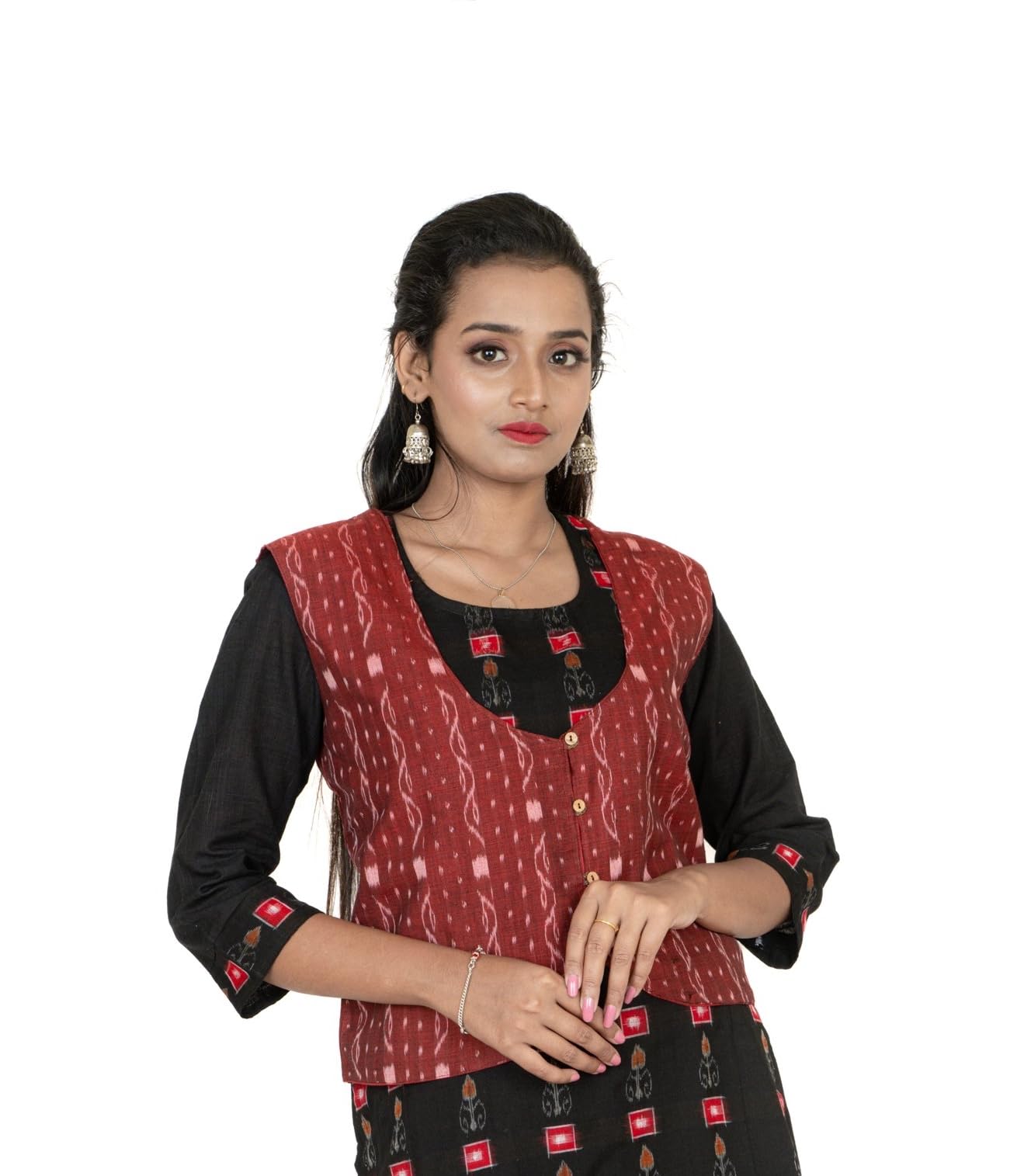 GHL GUENDICHA HAAT LLP Sambalpuri Certified Handloom Women's Pure Cotton Jacket