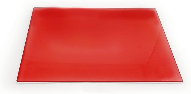 Clear Glass Chopping Board with Plain Red Print - Size 30cm x 20cm - Non Slip Glass Worktop Savers for Kitchen - Great Worktop Protector for Any Food prep