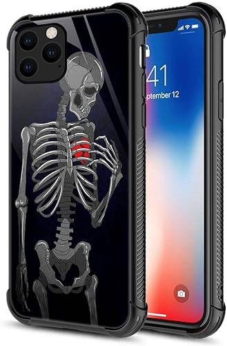 Vista 104 de Funda compatible con iPhone 12/12 Pro, funda de invasión de vaca alienígena OVNI, parte trasera de vidrio templado + funda protectora de silicona