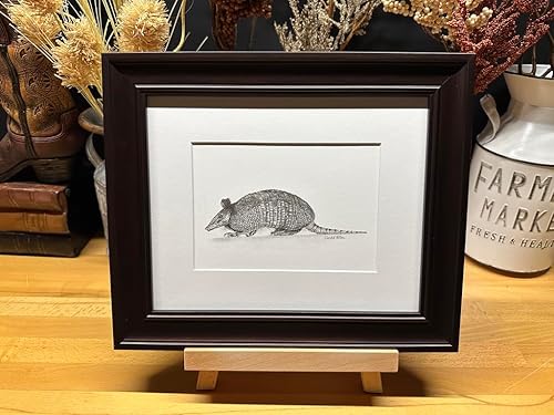 Miniatura 5 de Armadillo Nature Wildlife Graphite Pencil Art Sketch Drawing Print Picture Limited Edition  Titled 'Little Armored One' by David Allen (8x10 Mat &