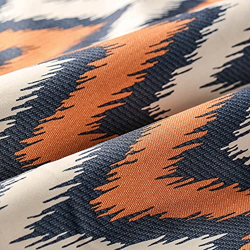 Vogol Noise Reducing Room Darkening Curtains For Study, Vivid Orange Chevron Pattern Thermal Privacy Grommet Curtain, Thick Durable Prevent Glare Drapes For Living Room, 2 Panels, W52 X L84 #TOP6