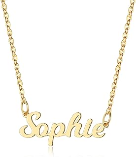 Ursteel Custom Name Necklace Personalized, 14K Gold Plated Personalized Name Necklace Dainty Name Plate Necklace Jewelry Personalized Gifts for Women