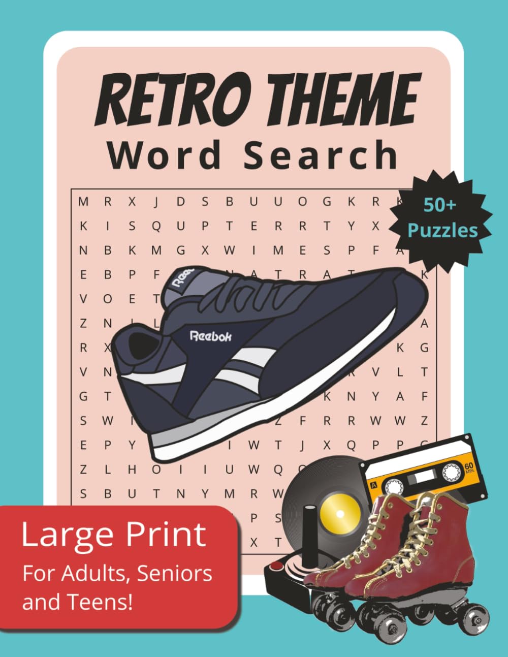 Retro Word Search Puzzle Book: A Retro themed word search brain game for adults, seniors, and teens, Large Print, 8.5x11 book