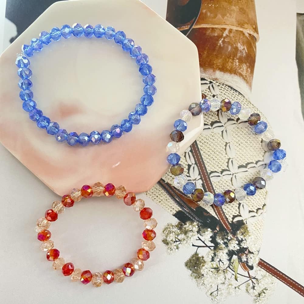 600pcs Crystal Glass Beads 3mm 4mm 6mm 8mm 10mm Rondelle Faceted Crystal Beads Spacer Beads for Necklace Bracelet Earrings DIY Jewelry Crafts Making Supplies(Deep Blue) - Image 5