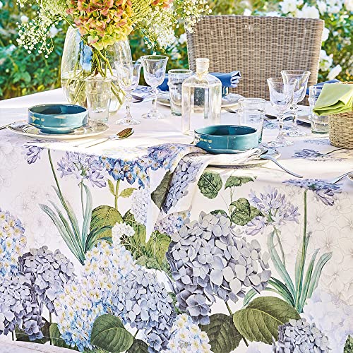Garnier-Thiebaut Jardin De Bretagne Bleu Tablecloth 67"X67", Linen #TOP1