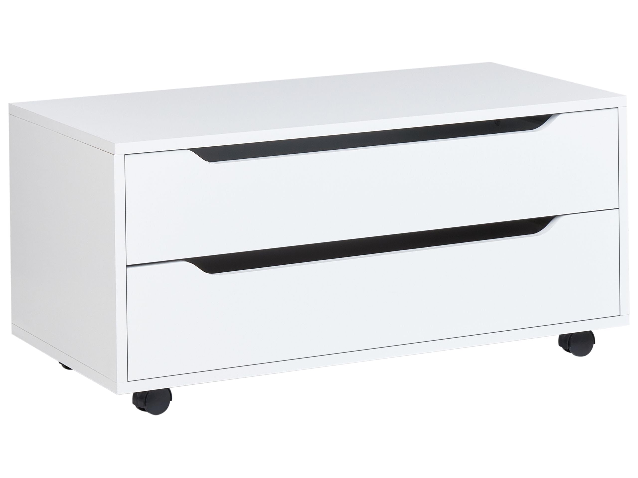 Beliani Mueble de baño de MDP Material sintético Ruedas 2 cajones almacenaje de baño Blanco Osasco